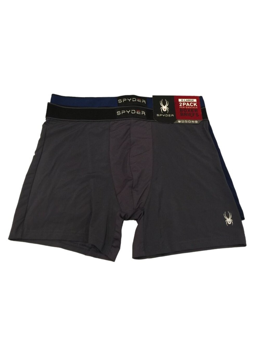 SPYDER Men's XL Performance Boxer Briefs Gray Navy Set of 2